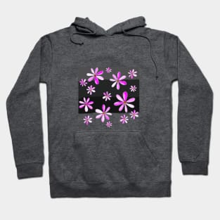 A Cascade of Daisies - Hand Drawn Design with Hot Pink Petals Hoodie